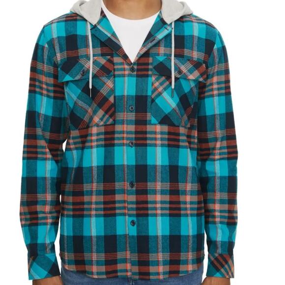 Eleven Paris Men’s Multi-Color Plaid Jacket w/ Hood, Button Up, NWT! - Picture 1 of 8